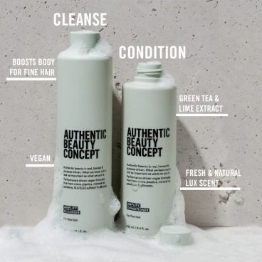 Authentic Beauty Concept Amplify Cleanser and conditioner with bubbles